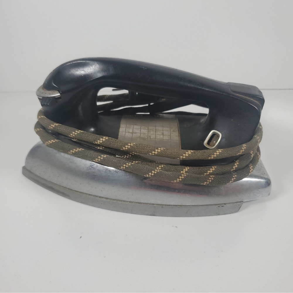 Vintage 1950's General Electric Iron Chrome Black 53F33 Untested